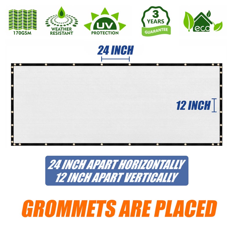 Amgo 5 ' x 10 ' White Fence Privacy Screen, Commercial Standard Heavy Duty Windscreen with Bindings & Grommets, 90% Blockage, Cable Zip Ties Included (We Make Custom Size) - Image 4
